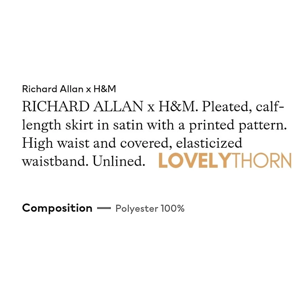 H&M // ltd ed richard allan pleated satin scarf print elastic waist long skirt - Picture 11 of 12